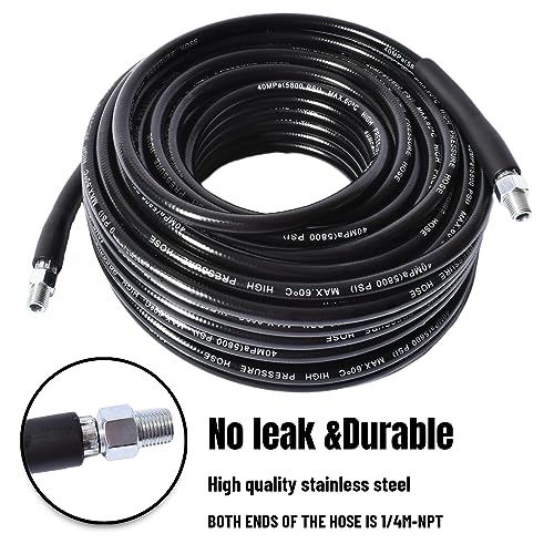 Sewer Jetter Kit for Pressure Washer 4000 PSI Drain Cleaner Hose 1/4 Female NPT,Button Nose,Pressure Washer Adapter,Button Hose Sewer Jetting Nozzle Pearl Corsage Pin Waterproof Tape with 2 Spanner - size: 50FT