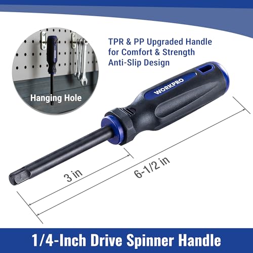 WORKPRO 39PC Drive Black Phosphate Finish CR-V Socket Set(1/4" & 3/8") - color: Black