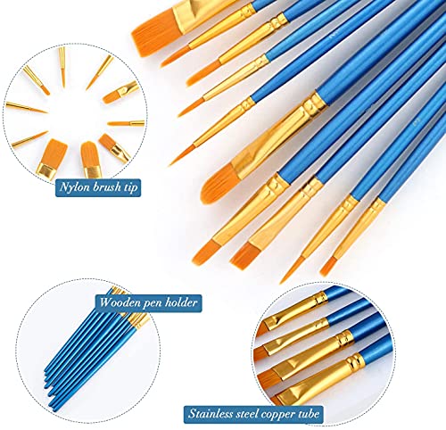 AROIC Paint Brush Set, 3 Pack 30 Pcs Acrylic Paint Brushes - size: 30pcs-blue