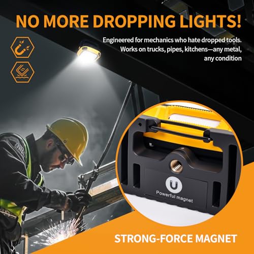 tekstap 6000mAh Magnetic Work Light Rechargeable with 4000 Lumen IP65 Waterproof, 30H Runtime, 4 Brightness & 4 Color Modes with Red SOS, Strong Magnet Base for Car Repair, Camping, Emergency 1PC