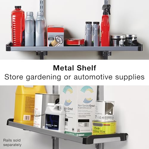 Rubbermaid FastTrack Rail Large Shelf Organization System, Holds up to 50 Pounds, Ideal for Cleaning Products/Garden Supplies/Laundry Products - style: Large Shelf