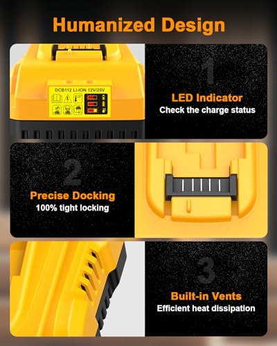 DCB112 20V MAX Battery Charger Replacement for Dewalt Battery Charger, Compatible with Dewalt 12V-20V Battery - color: Yellow