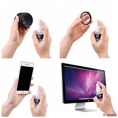 Lens and Screen Cleaning Kit - 2 Spray Bottles, 2 Microfiber Cloths (Size L + S), 50 Individually Wrapped Wet Tissues - for Eyeglasses, Sunglasses, Camera Lenses, Phone/Tablet Screens, etc.