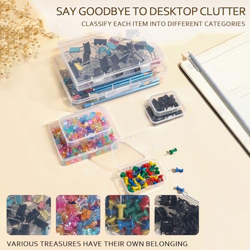 Clear Plastic Storage Containers, Mini Rectangular Organizer Boxes with Hinged Lids, 36 Pack Mixed Sizes, for Beads, Jewelry, Art Craft