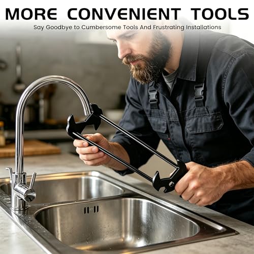 2pcs Multifunctional Sink Wrench Set, 7-in-1 Sink Wrench for Tight Spaces, Faucet Tool Set with Four‑jaw &7 Size, for Kitchen Bathroom, Under Basin Pipe & Angle Repair Plumbing Tools