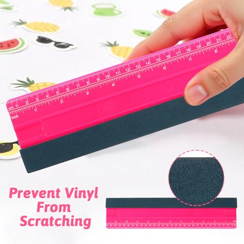 Wallpaper Smoothing Tool, Professional Vinyl Squeegee with Ruler Felt Squeegee for Vinyl Decals Sticker Paper Wallpaper Window Film Tools (12inch) - size: 12inch