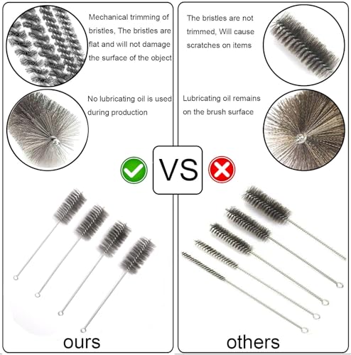 12 Inch Pipe Cleaning Brush Set with Stainless Steel Bristles, Steel Wire Tube Brush Kit for Auto Parts Polishing, Machining, Bottles, Tubes, Etc.（50mm-4pcs） - color: 4PCS, size: 2"(50MM)-4PCS