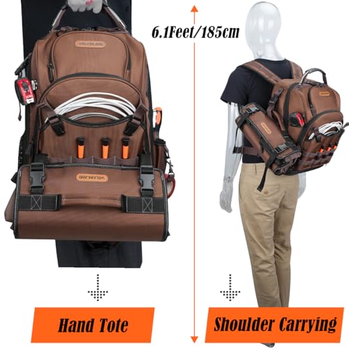 WELKINLAND 70Pockets HVAC Tool Backpack With Tool Roll, Tool Bag Backpack