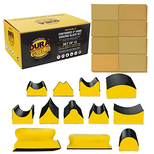 Dura-Gold 12-Piece Contoured Profile 4" Hand Sanding Block Set with 40 - size: 12-Piece
