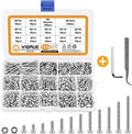 VIGRUE 1110PCS M3 Hex Socket Head Cap Screws Nuts Kit, M3 x 4/5/6/8/10/12/14/16/18/20/25/30mm Stainless Steel Screws Assortment Set W/Allen Wrench and Tip Curved Tweezer - size: M3 Socket silver