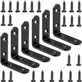 6 Pcs Black L Bracket Corner Braces Stainless Steel 65x65mm Heavy Duty Shelf Bracket for Wood, Shelves, 90 Degree Support Joint Right Angle Brackets - size: 6PCS-Black 65*65mm/ 2.5in
