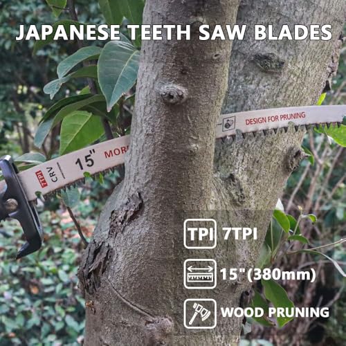 15 Inch Arc Edge Reciprocating Saw Blade with U-Groove Chip Removal Design, 7TPI Japanese Teeth with Arc-Curved Saw Blades for Wood Pruning, Tree Trimming & Wood Cutting, 3‑Pack - size: 15 Inch
