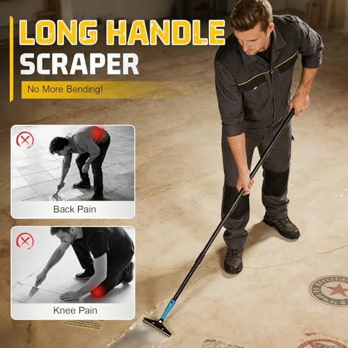 8-72" Adjustable Floor Scraper, 4" Wide Razor Blde Scraper with 10 Blades