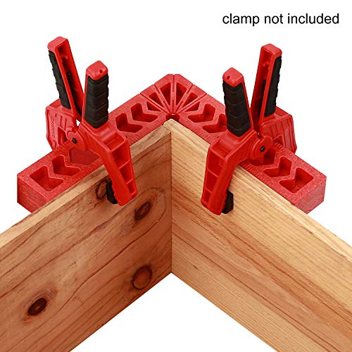 KINJOEK 6 PCS 4 Inch 90 Degree Positioning Squares, Right Angle Clamps Woodworking Carpenter Corner Clamping Square Tool for Picture Frames, Boxes, Cabinets or Drawers, Red - size: 4" 6PCS