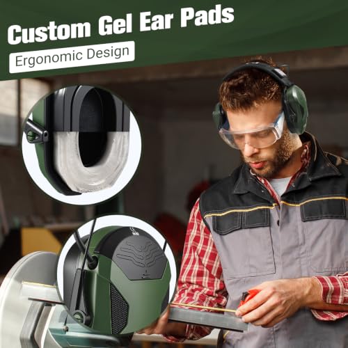 Electronic Shooting Ear Protection w/Gel Pads, 23dB NRR Active Noise Reduction & 3X Amplification Headset for Shooters - color: Green