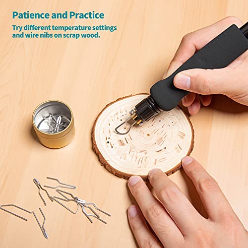 YIHUA 939D-II Pyrography Pen Wood Burning Kit Station 2-in-1 Solid-Point 200~480°C (with Temp Display)/Wire-Nib 250~750°C with 20 Nibs, Solid Points, 1 Stable Pen Holder, 2 Scrap Wood (Blue) - color: Blue