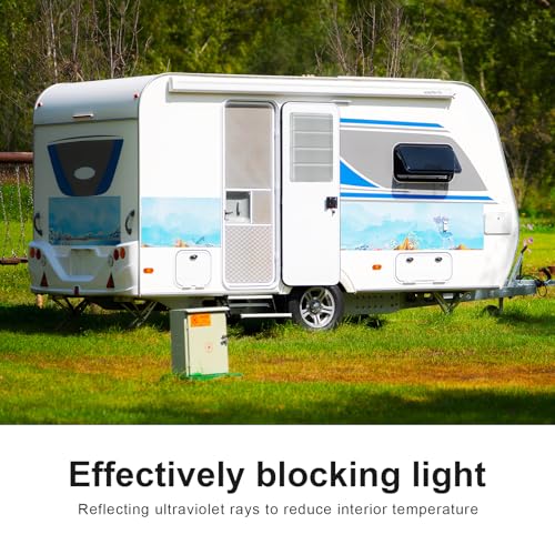 RV Door Window Shade Cover - Magnetic RV Blackout Window Cover with UV Protection and Privacy Features (25 * 16 in) Foldable Magnet Design, Waterproof Fabric, and Reflective Silver Coating - color: Grey, size: 1 Pack (25"L x 16"W)