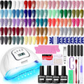 JODSONE Gel Nail Polish Kit with U V Light 32 Colors Gel Polish Nail + 4 Functional Adhesive Bottles Kit Soak Off Manicure Tools Gifts for Women - color: KIT-01