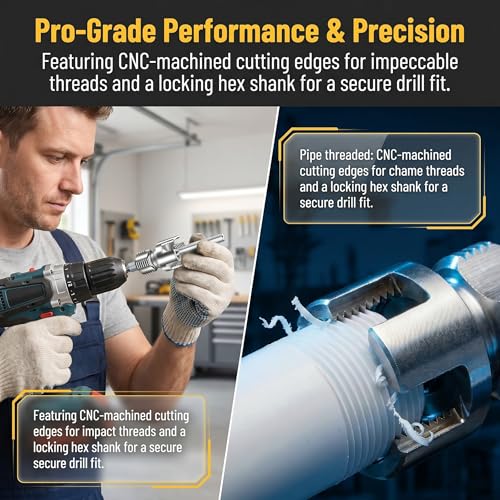 6 in 1 PVC Pipe Threading Tool – Reinforced Hardened Alloy Internal & External Threader Kit for 1/2", 3/4", 1" Pipes, No Chipping No Slippage – Pro Plumbing Tool for DIY Repairs