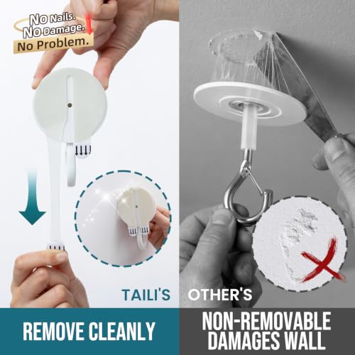 TAILI Adhesive Ceiling Hooks for Hanging Plants, No-Drill 4 Pack White - color: White, size: 4x Large