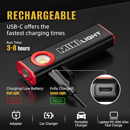 lexall 2 Pack E1 Flashlight, 1200 Lumens Magnetic Pocket EDC Flashlight