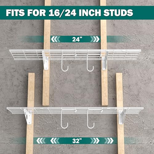 EVERHANGER Garage Wall Shelves, 12 X 48 Inch Wall Mounted Storage Shelves - color: White, size: 48X 12inch