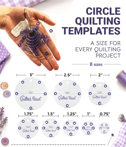 The Quilted Bear Circle Quilting Templates, Set of 8 - size: Circle