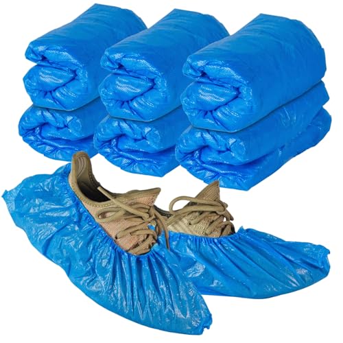 14 Pcs Shoe Covers Disposable Non Slip, 7 Pairs Plastic Shoes Protectors, Thick Boot Cover, Stretchable, One Size Fit Most, Protect Your Shoes, Floor and Carpet (14)