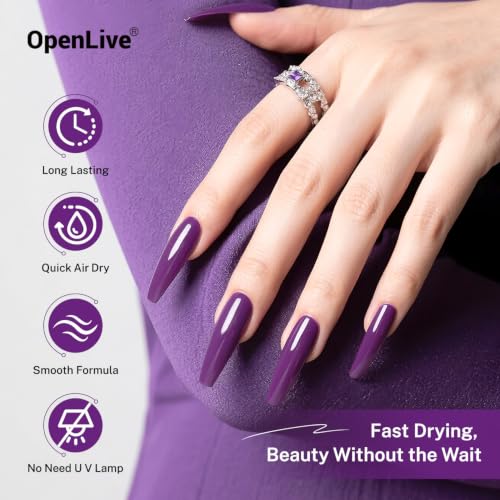 OpenLive 16.5ml Purple Nail Polish Large Volume Quick Drying Nail Polish, Fast Drying and Long Lasting Color Nail Art DIY Home Manicure Gift for Women - color: Purple
