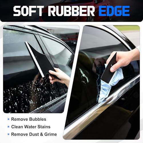 SINGARO Car WindowTint Kit, 9PCS Vehicle Glass Protective Film Wrapping Installation Set, Auto Vinyl Wrap Tinting Tools Included Vinyl Squeegee, Felt Squeegee, Cutter with Replacement Blades - color: 9pc