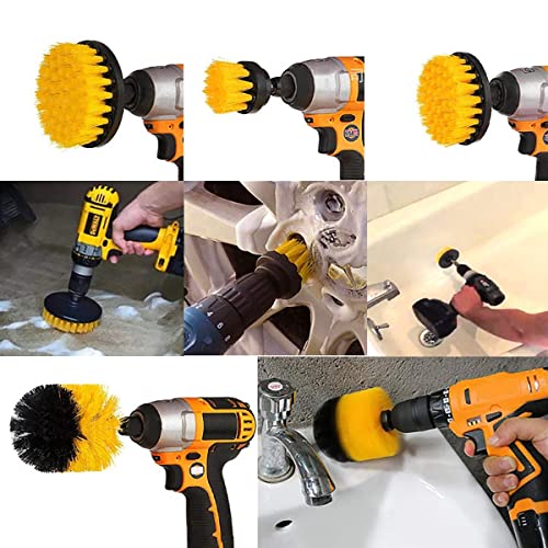 5 Pack Drill Brush Attachment Set, 1/4in Power Scrubber Cleaning Brushes for Tubs, Bathroom, Tile, Grout, Carpet, Car Wheels, Kitchen etc Surface Clean