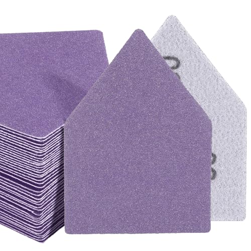 POLIWELL Triangle Sanding Sheets 50PCS 90x65mm Ceramic Alumina - size: 80 Grit
