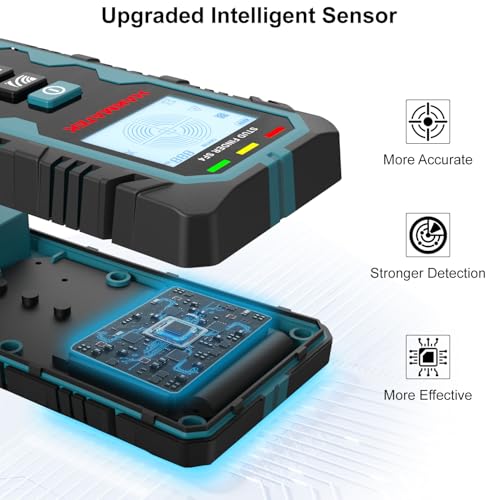 HANMATEK Stud Finder Wall Scanner,5 in 1 Multifunction Stud Locator with Upgraded Smart Sensor Audio Alarm HD LCD Display, Stud Finder Tool for The Center Edge of Metal, Studs, Plaster,AC Wire,Pipe