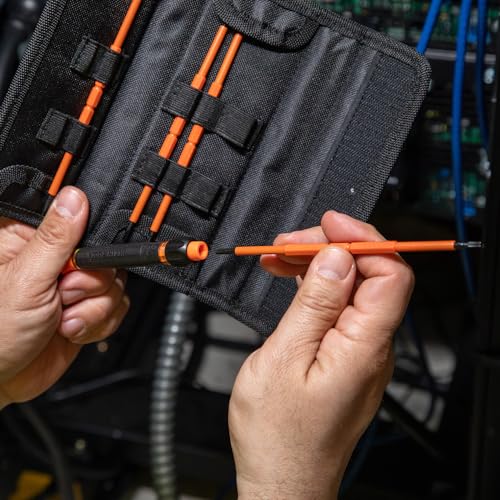 Klein Tools 32584INSR Precision 8-in-1 Screwdriver Set with Case, 1000V Rated Insulated Set with Phillips, Slotted and Tamperproof TORX Bits - style: 8-in-1 Precision