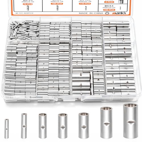 mankk 503PCS 26-6AWG Non Insulated Butt Connectors Kit - color: 503PCS 26-6AWG Kit-Non Insulated