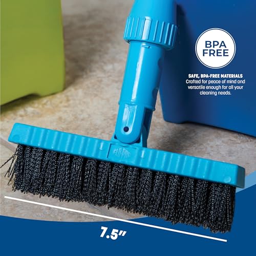 Carlisle Food Service Products Grout Line Brush with Swivel Head and Nylon Bristles for Cleaning Corners and Tile in Bathroom and Kitchen, 7.5", 1 Count, Black