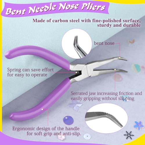 SPEEDWOX Mini Bent Long Nose Pliers, Thin Jaw for Jewelry Craft & Beading - style: Bent Needle Nose Pliers