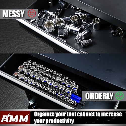 AMM 9-Piece Socket Organizer, 1/2 inch, 3/8 inch and 1/4 inch Drive ABS Tools-Blue Socket Holder,Heavy Duty Socket Racks, Premium Quality Socket Clip Rail Holder,The best tool trays in the garage - color: Blue, size: 9PC