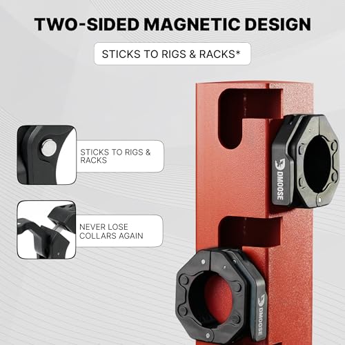 DMoose Fitness Barbell Clips 2 Inch (Pair) - Quick Release Olympic Barbell Clamps & Collars with Anti Slip TPR Grip for Secure Weightlifting and Powerlifting - Weight Clips for Bars at Home or Gym - color: Black V2, style: Magnetic