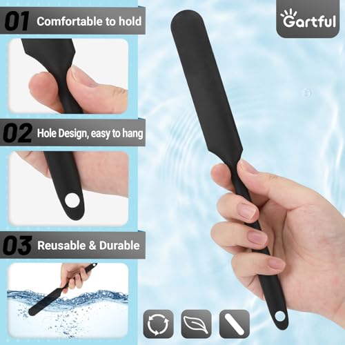 Gartful 6PCS Silicone Spatula Sticks, Non-Stick Epoxy Resin Mixing Sticks Scraper Tools, Reusable Stirring Rods for Resin, Paint, Waxing, Liquid, Arts Crafts Supplies, Facial Mask, Black - color: Black, size: Large
