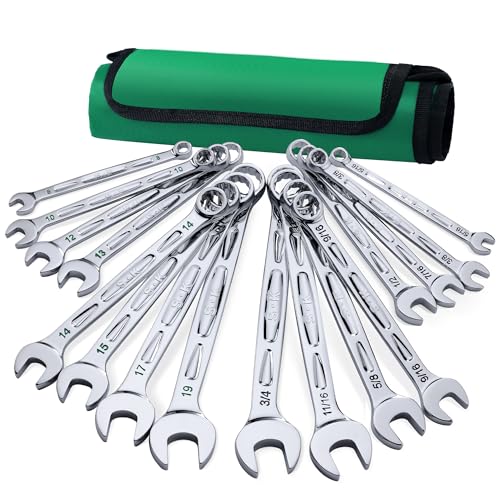 SK Combination Wrench Set, SAE & Metric, 16-Piece, Premium CR-V Steel