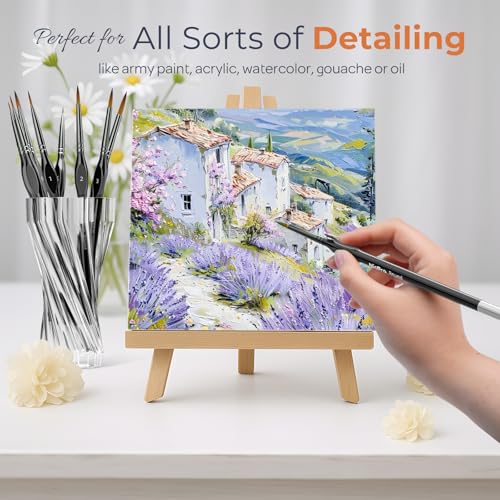 Nicpro 10 PCS Detail Paint Brushes Set, Miniature Brushes for Fine Detailing & Art Painting - Acrylic, Watercolor, Oil, Models, Paint by Numbers, Craft - size: 10PCS - Detail
