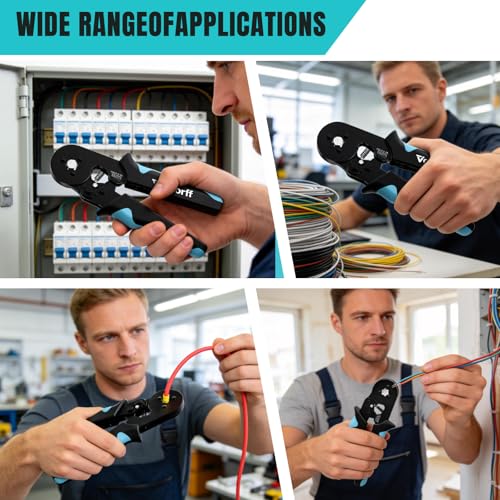 Ferrule Crimping Tool Kit，Wire Ferrules Crimper Kit with 1400PCS Electrical Pin Terminal Ends Ferrell Connectors，HSC8 6-6A Crimp Pliers Gauge Awg 23-10 Hexagonal Ratcheting Pliers Set Car Audio
