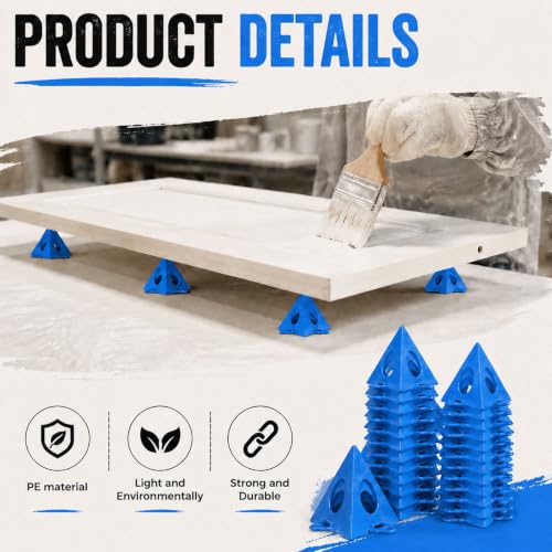 RUGLAMZHIP 40pcs Painters Pyramids, Painters Pyramid Stands (Blue) | Painter's Stands & Mini Tripods for Door Risers, Cabinet Doors, Paint Tent, Woodworking Tools, Cabinet Pouring Accessories - style: Blue-40pcs