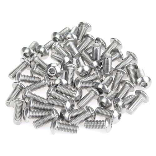 55 Pieces M5 x 12mm Button Head Socket Cap Screws, Thread Pitch 0.8mm, Sutemribor M5 Screws, 304 Stainless Steel, Fully Threaded, Silver - size: M5 x 12mm, style: Button Head