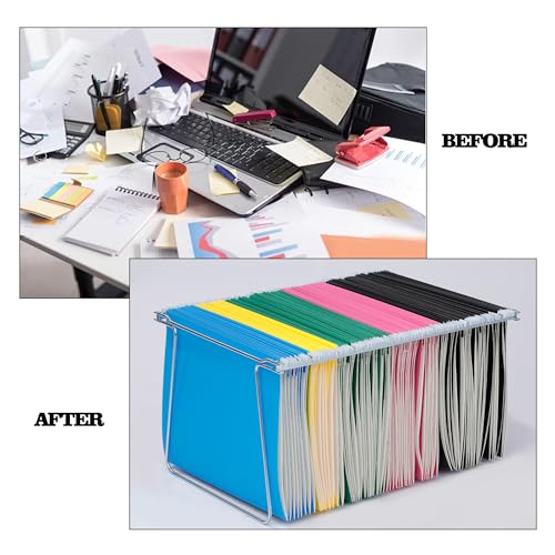 VZCPYTPM 2 Packs Hanging File Folder Frame,Heavy Duty Steel Hanging File Organizer,File Cabinet Rails,Adjustable 11 to 17.4 Inches,Mountable - style: 2Pack