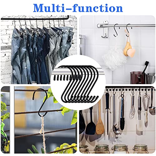 DINGEE 6 Pack Large S Hooks, Rubber Coated, Heavy Duty Non Slip, Black Vinyl Coated Closet S Hooks for Hanging Plants, Jeans, Pot, Pan, Garden, Bird Feeders - color: Black, size: 6 inch -6 Pack
