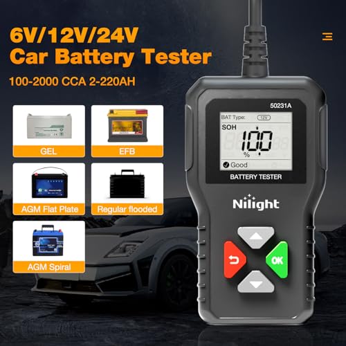Nilight Car Battery Tester 6V/12V/24V Accurate Digital Auto Analyzer - color: 6-24v Battery Tester