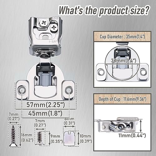 50 Pack 25 Pair 1-3/8 inch Overlay Self Slow Closing Door Hinges - Face Frame Cabinet Concealed Hinges with Built-in Damper, 3 Way Adjustability - color: 50PACK, size: 1-3/8 in. Overlay