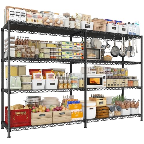 REIBII 72.8" W Storage Shelves Load 1500LBS, 4 Tier Metal Shelving Unit - size: 17.7" D x 72.8" W x 59" H